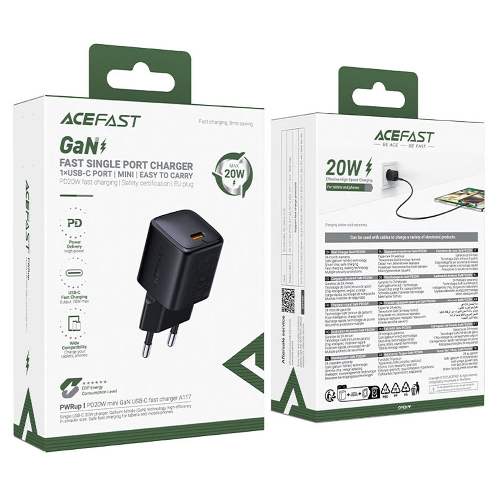 Incarcator Retea Acefast A117, 20W, 3A, 1 x USB-C, Negru