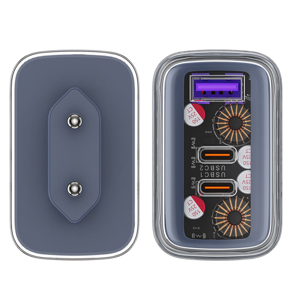 Incarcator Retea Acefast A45 Exploration, 65W, 3.25A, 1 x USB-A - 2 x USB-C, Gri