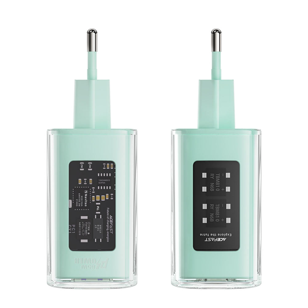 Incarcator Retea Acefast A45 Exploration, 65W, 3.25A, 1 x USB-A - 2 x USB-C, Verde