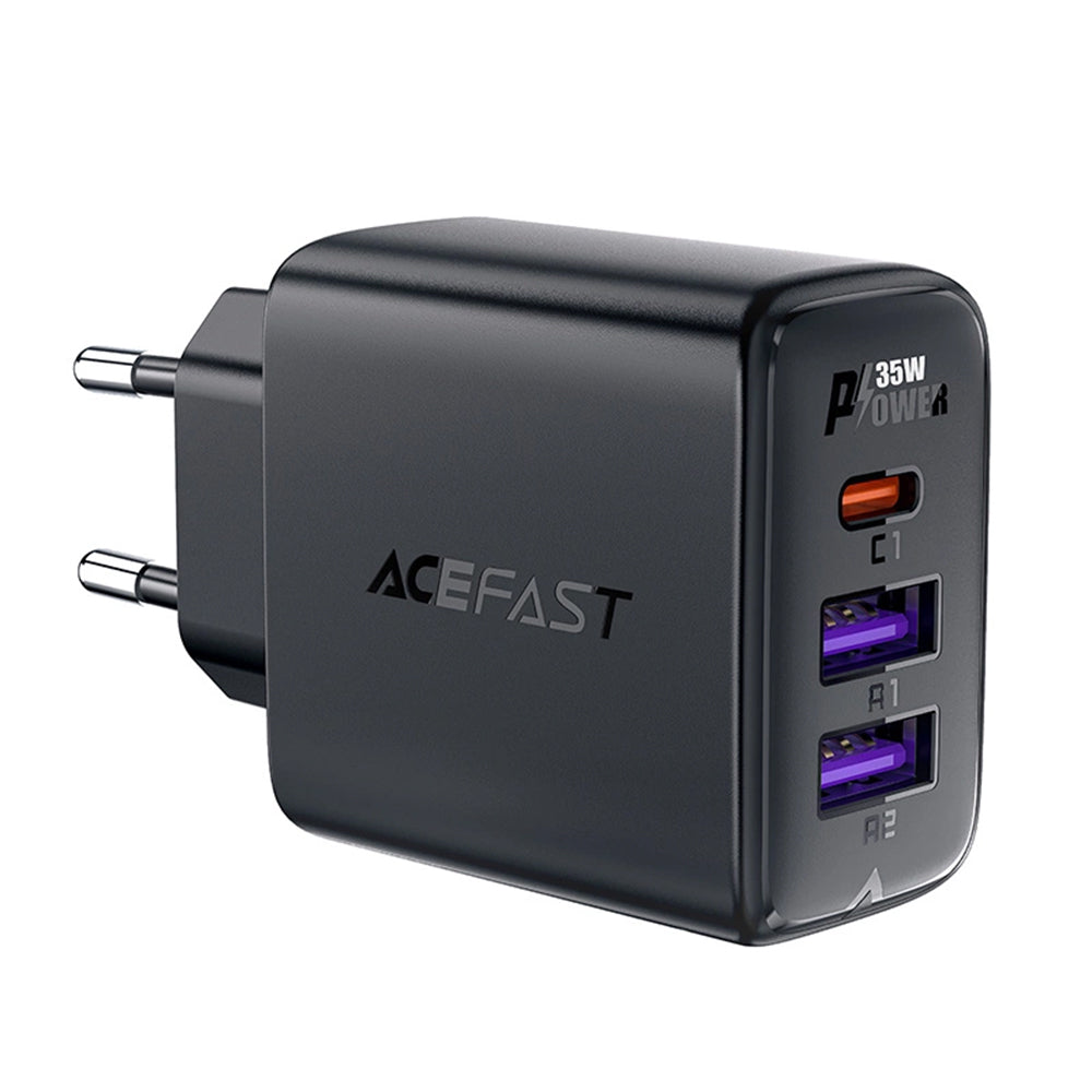 Incarcator Retea Acefast A57, 35W, 3A, 2 x USB-A - 1 x USB-C, Negru