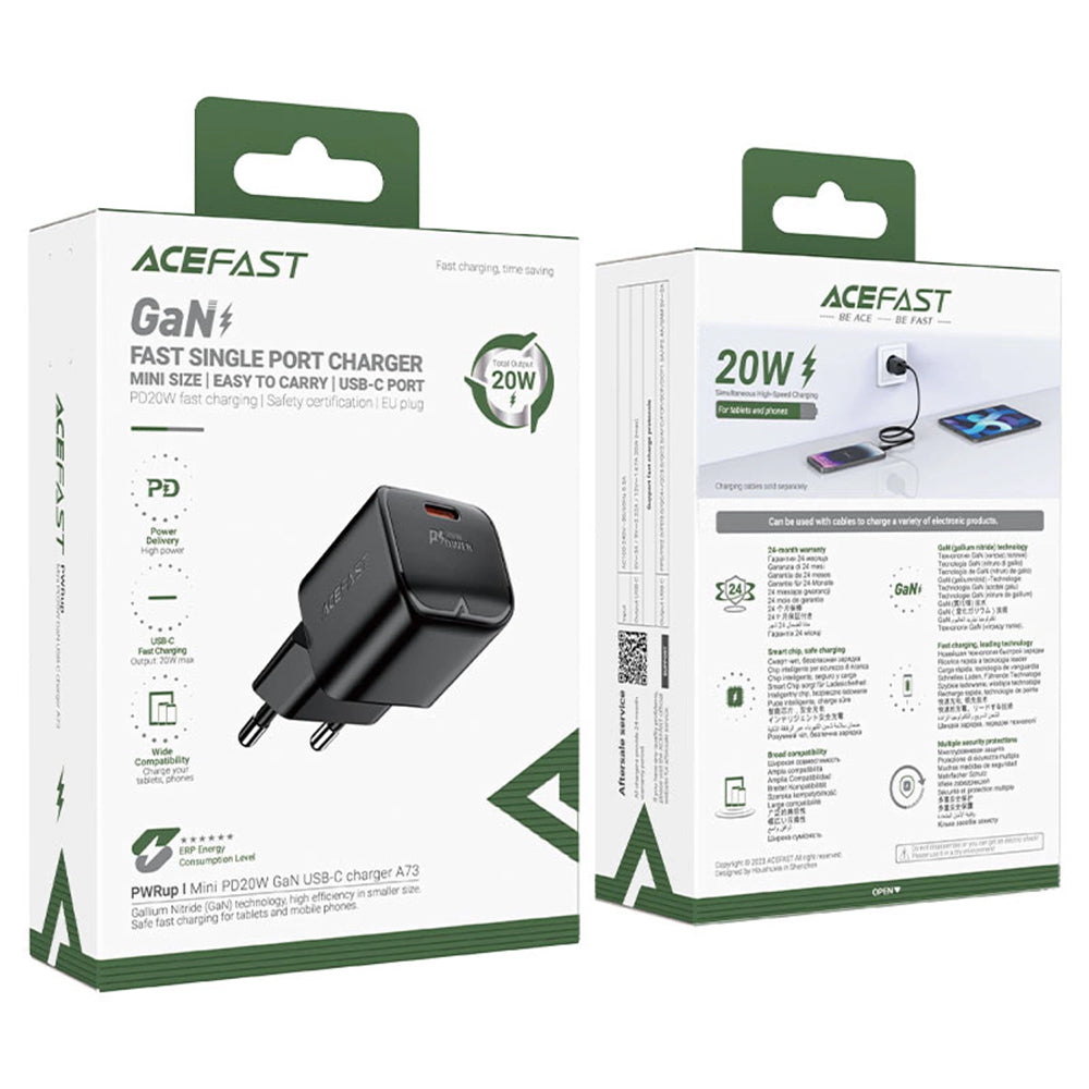 Incarcator Retea Acefast A73 Mini, 20W, 3A, 1 x USB-C, Negru