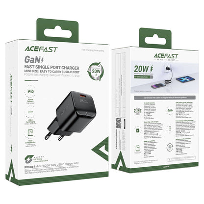 Incarcator Retea Acefast A73 Mini, 20W, 3A, 1 x USB-C, Negru