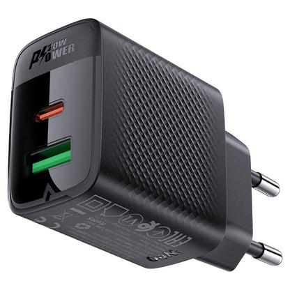 Incarcator Retea Acefast A78, 20W, 3A, 1 x USB-A - 1 x USB-C, Negru