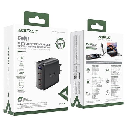 Incarcator Retea Acefast A94, 100W, 5A, 1 x USB-A - 3 x USB-C, Negru