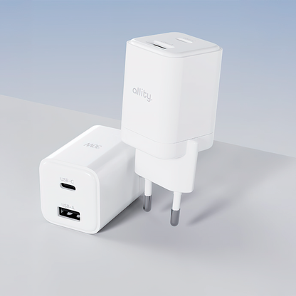 Incarcator Retea Allity. ATC-01-30WAC Mini, 30W, 3A, 1 x USB-A - 1 x USB-C, Alb