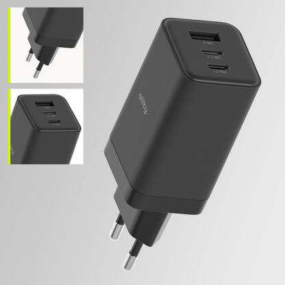Incarcator Retea Allity. ATC-01-65WACC Fast, 65W, 3.25A, 1 x USB-A - 2 x USB-C, Negru