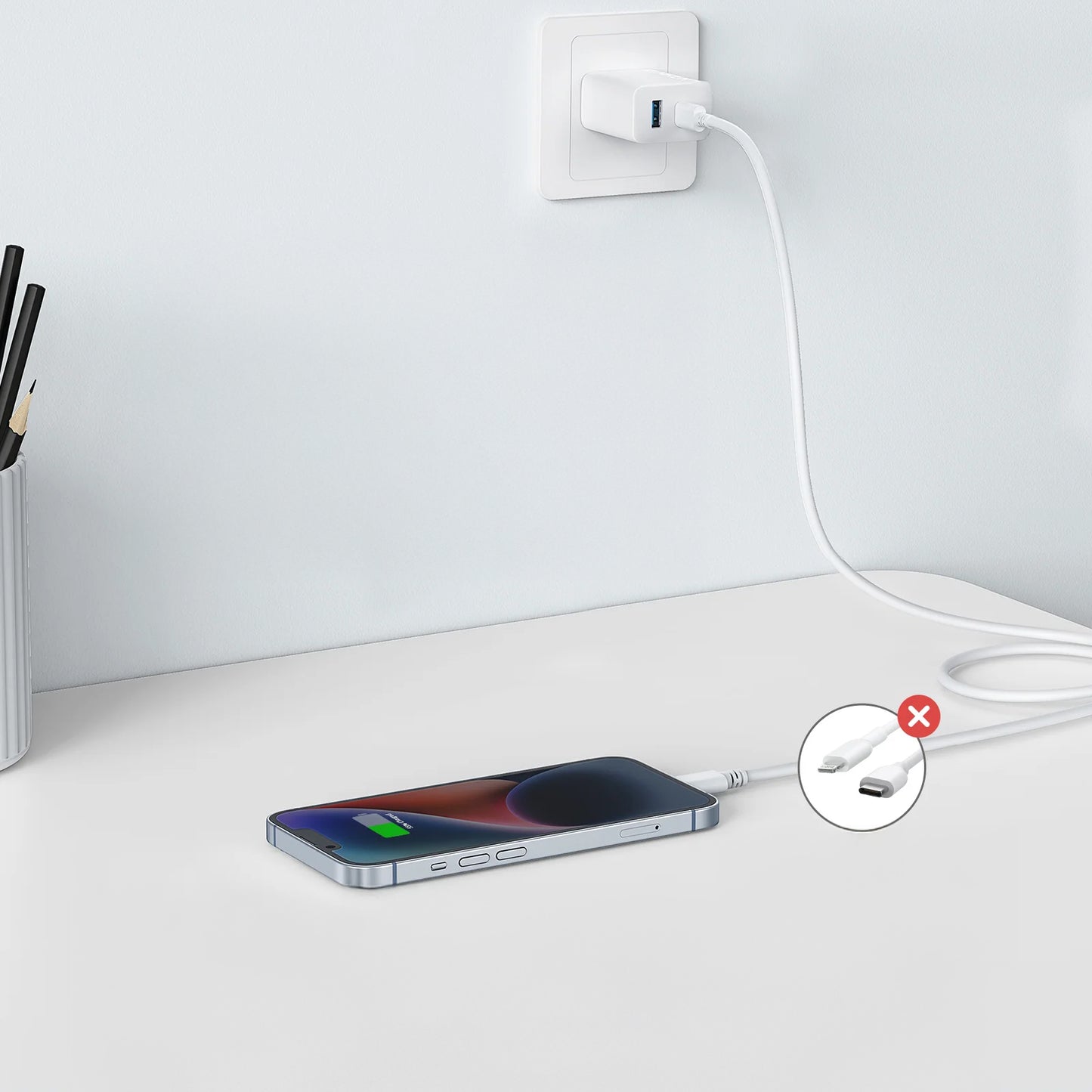 Incarcator Retea Anker 312, 20W, 3A, 1 x USB-A - 1 x USB-C, Alb A2348G21