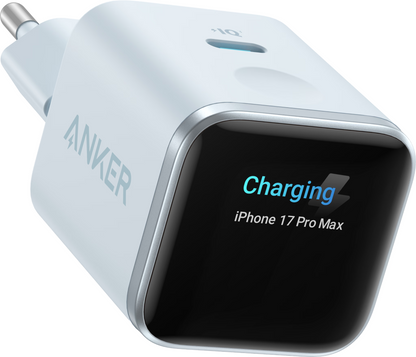 Incarcator Retea Anker Nano Display, 45W, 3A, 1 x USB-C, Albastru A121DG31