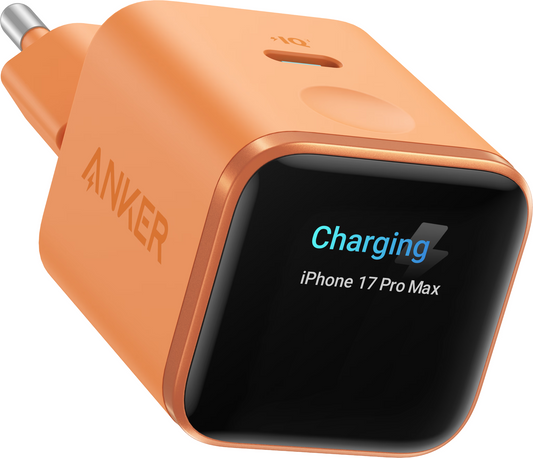 Incarcator Retea Anker Nano Display, 45W, 3A, 1 x USB-C, Portocaliu A121DGO1
