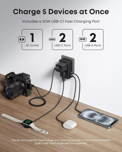 Incarcator Retea Anker Nano Travel, 20W, 3A, 2 x USB-A - 2 x USB-C, Negru A9215H11