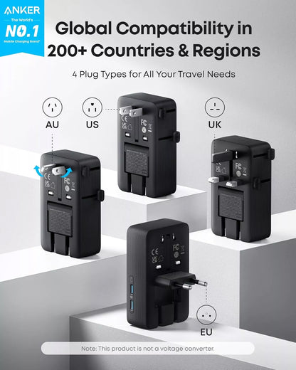 Incarcator Retea Anker Nano Travel, 20W, 3A, 2 x USB-A - 2 x USB-C, Negru A9215H11
