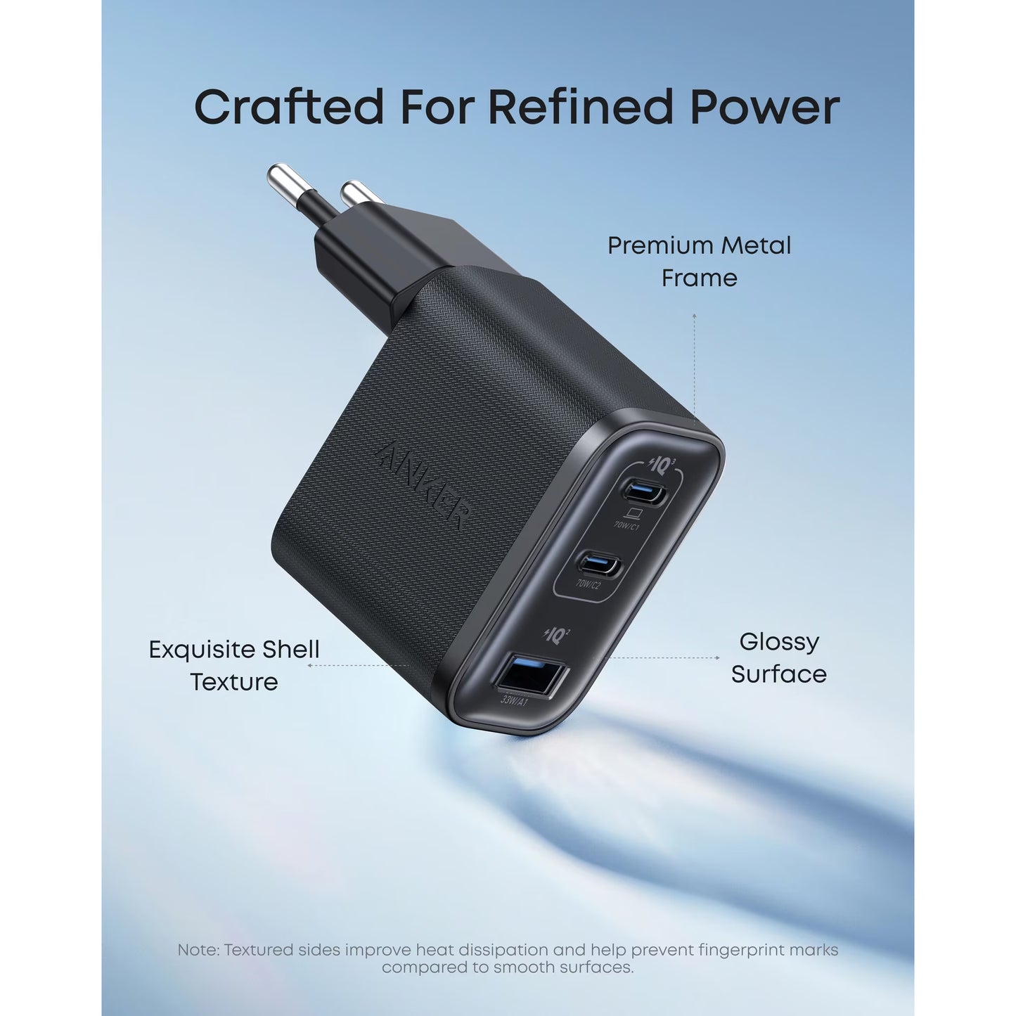 Incarcator Retea Anker Nano, 70W, 3.5A, 1 x USB-A - 2 x USB-C, Negru A121AL11