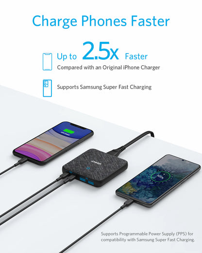 Incarcator Statie Anker PowerPort Atom III, 65W, 3A, 2 x USB-A - 2 x USB-C, Negru A2046G12