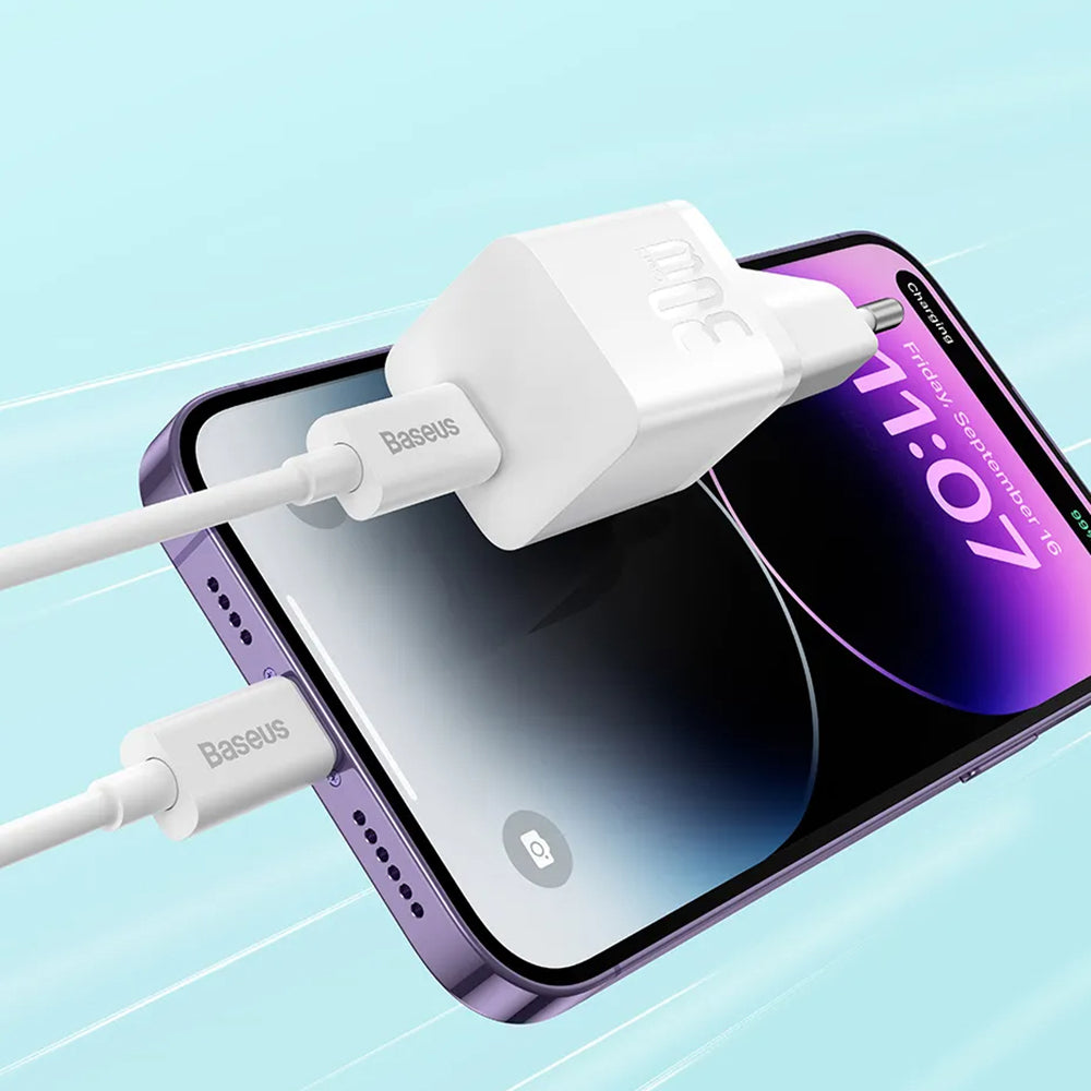 Incarcator Retea Baseus GaN Mini 1C, 30W, 3A, 1 x USB-C, Albastru CCGN070603