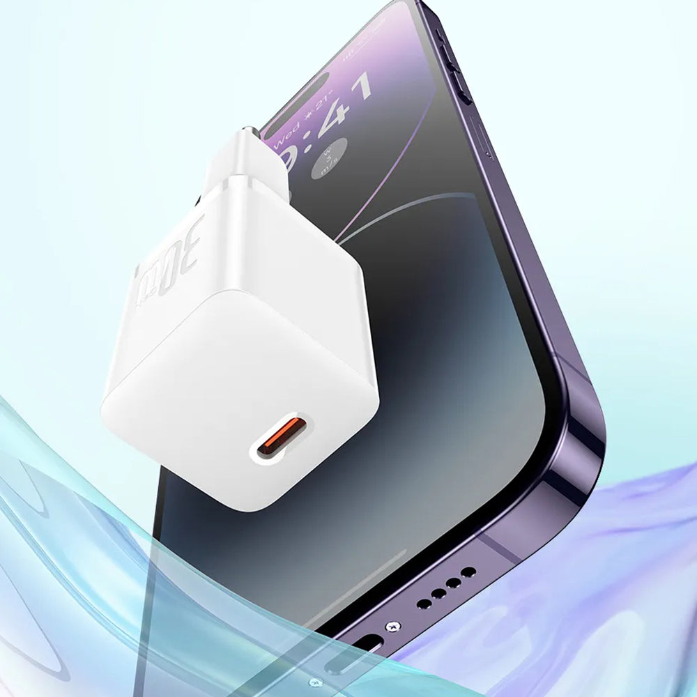 Incarcator Retea Baseus GaN Mini 1C, 30W, 3A, 1 x USB-C, Albastru CCGN070603