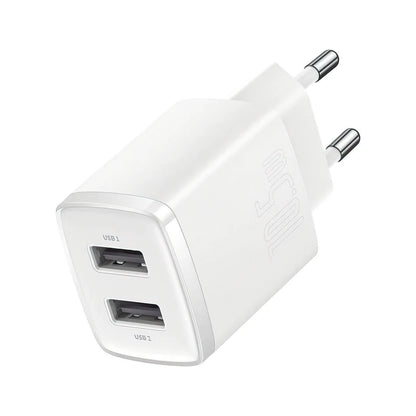 Incarcator Retea Baseus Compact, 10.5W, 2.1A, 2 x USB-A, Alb CCXJ010202