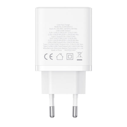 Incarcator Retea Baseus Cube, 30W, 3A, 2 x USB-A - 1 x USB-C, Alb P10111402213-00