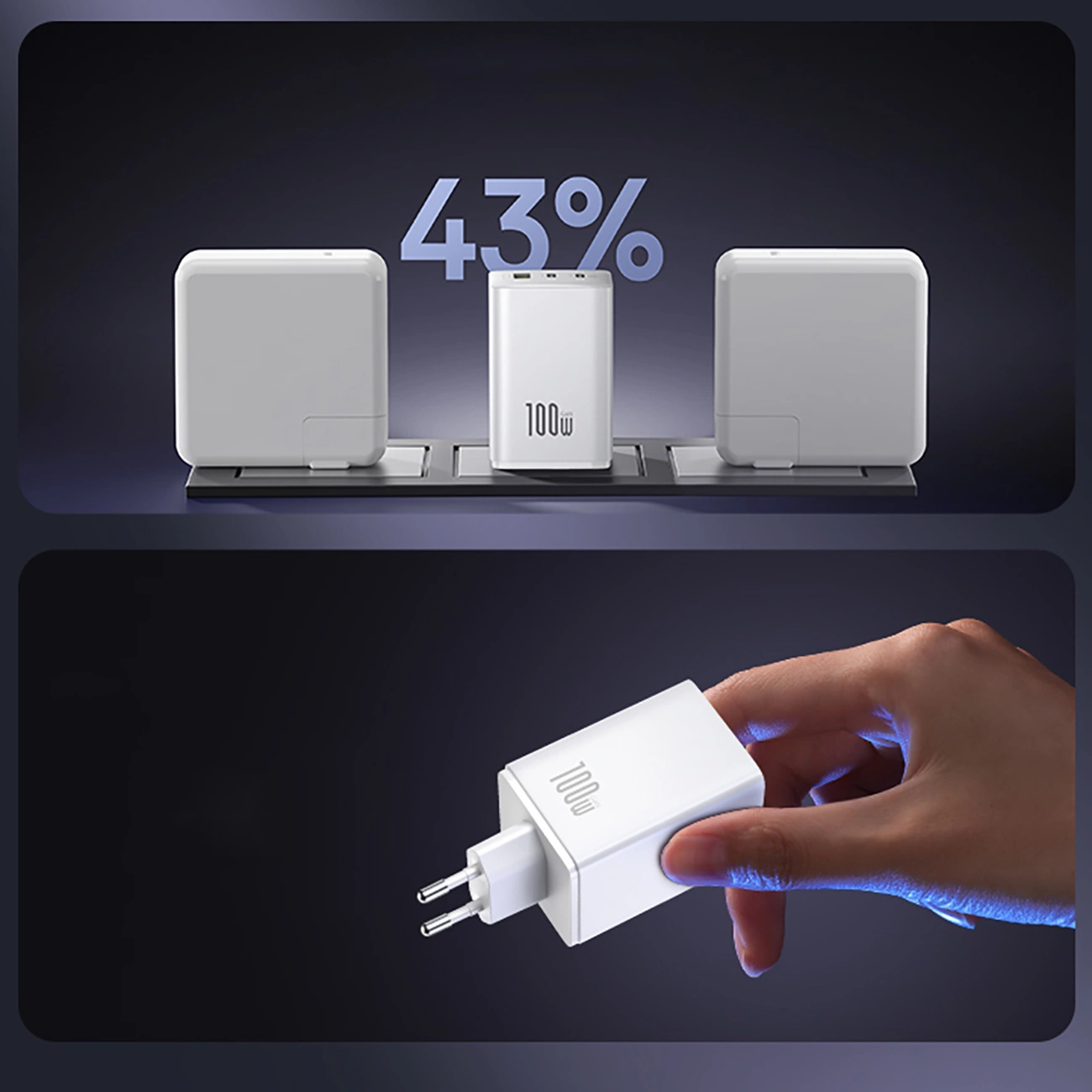 Incarcator Retea Baseus EnerFill FE11, 100W, 5A, 1 x USB-A - 2 x USB-C, Alb P10182102213-00