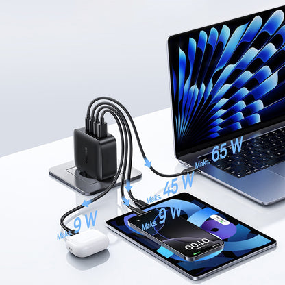 Incarcator Retea Baseus  EnerFill FH11, 140W, 5A, 1 x USB-A - 3 x USB-C, Negru E0121J00