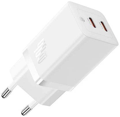 Incarcator Retea Baseus GaN5 Pro, 40W, 3A, 2 x USB-C, Alb CCGP180102