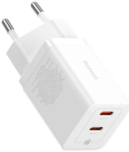 Incarcator Retea Baseus GaN5 Pro, 40W, 3A, 2 x USB-C, Alb CCGP180102