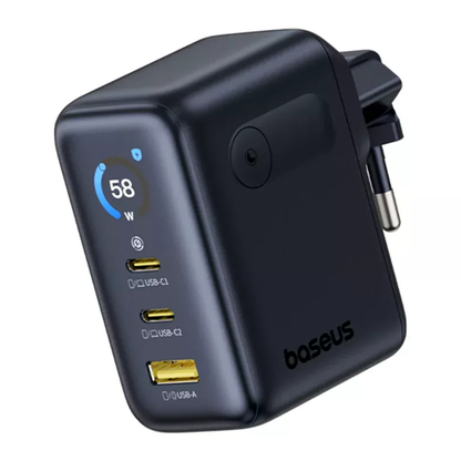 Incarcator Retea Baseus PicoGo AE21 Display, 100W, 5A, 1 x USB-A - 2 x USB-C, Negru E0121B00