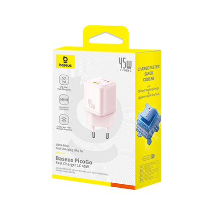 Incarcator Retea Baseus PicoGo, 45W, 3A, 1 x USB-C, Roz P10176800413-00