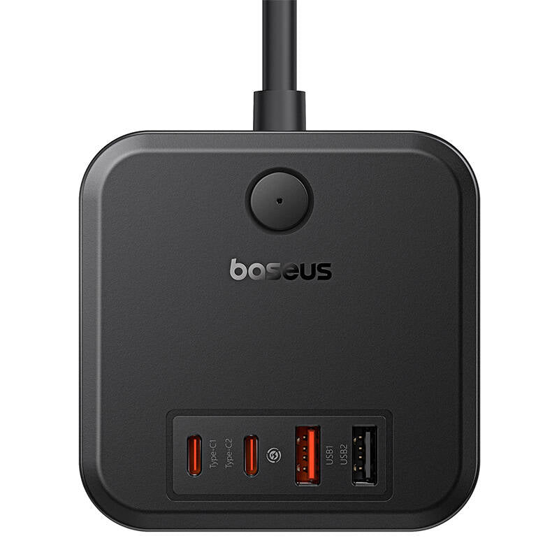 Incarcator Retea Baseus PowerCombo Cube, 4000W, 3A, 3 x Schuko - 2 x USB-A - 2 x USB-C, Negru E00066400117-00