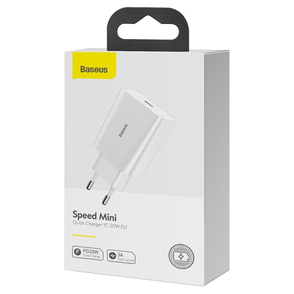 Incarcator Retea Baseus Speed Mini, 20W, 3A, 1 x USB-C, Alb CCFS-SN02