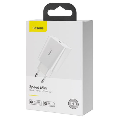 Incarcator Retea Baseus Speed Mini, 20W, 3A, 1 x USB-C, Alb CCFS-SN02