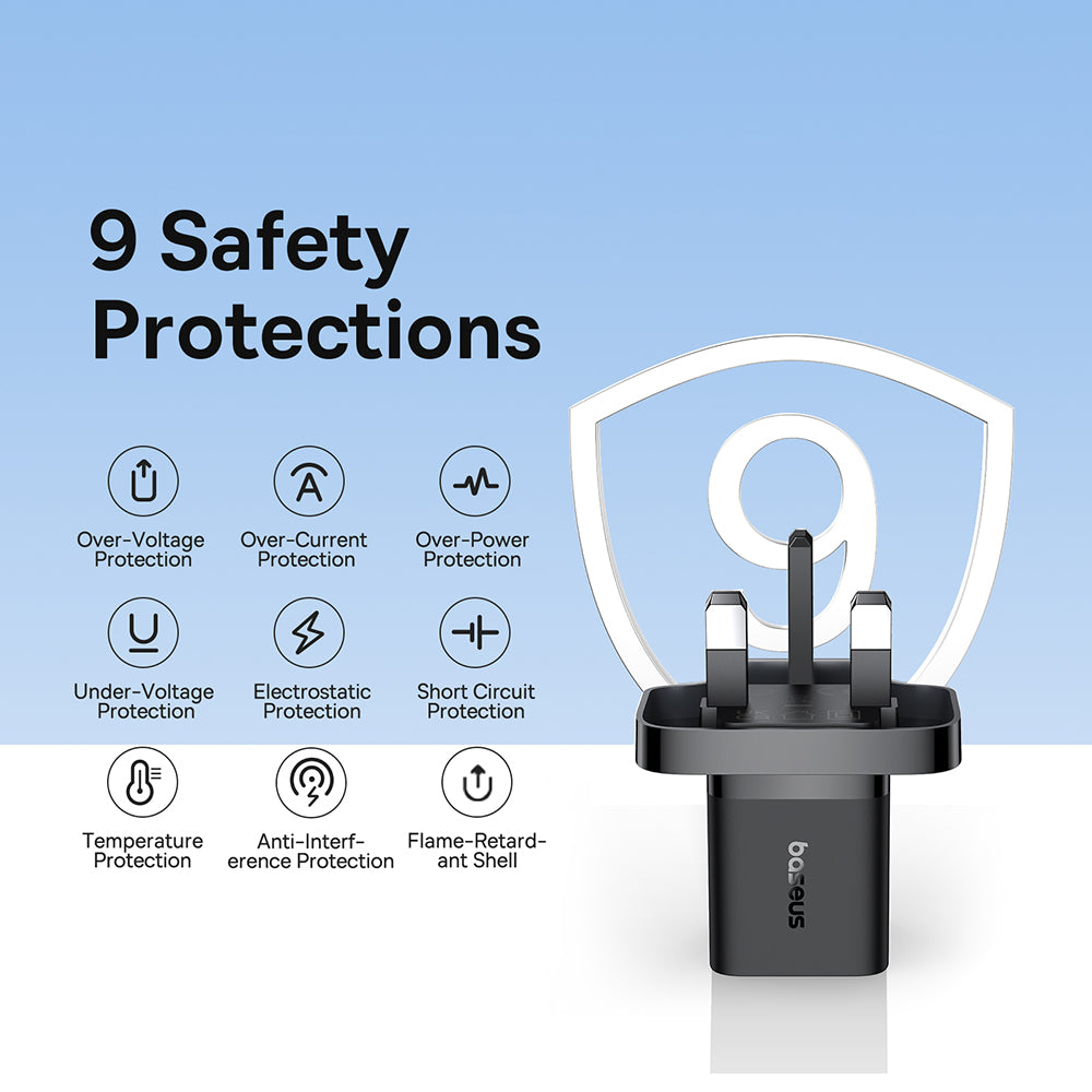 Incarcator Retea Baseus UK, 20W, 3A, 1 x USB-C, Negru P10110907113-00