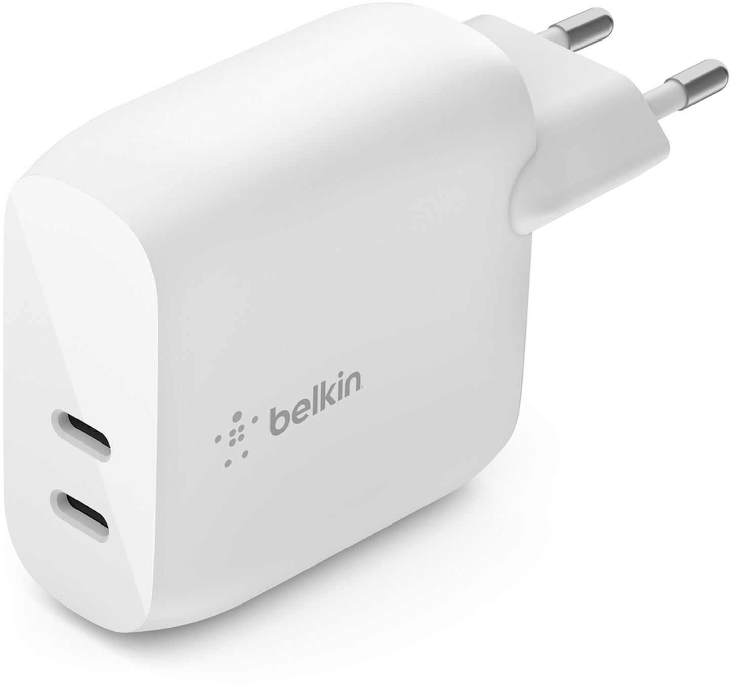 Incarcator Retea Belkin BoostCharge Dual, 40W, 3A, 2 x USB-C, Alb WCB006vfWH