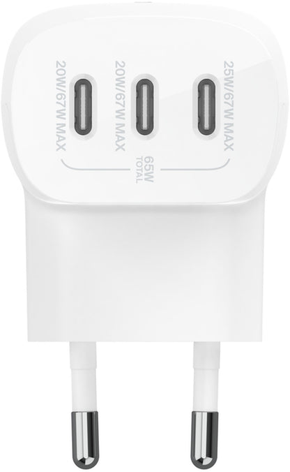 Incarcator Retea Belkin BoostCharge, 67W, 3A, 3 x USB-C, Alb WCC002vfWH