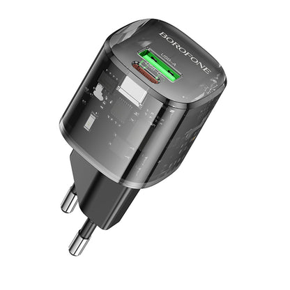 Incarcator Retea Borofone BN17 Sunlight, 20W, 3A, 1 x USB-A - 1 x USB-C, Negru