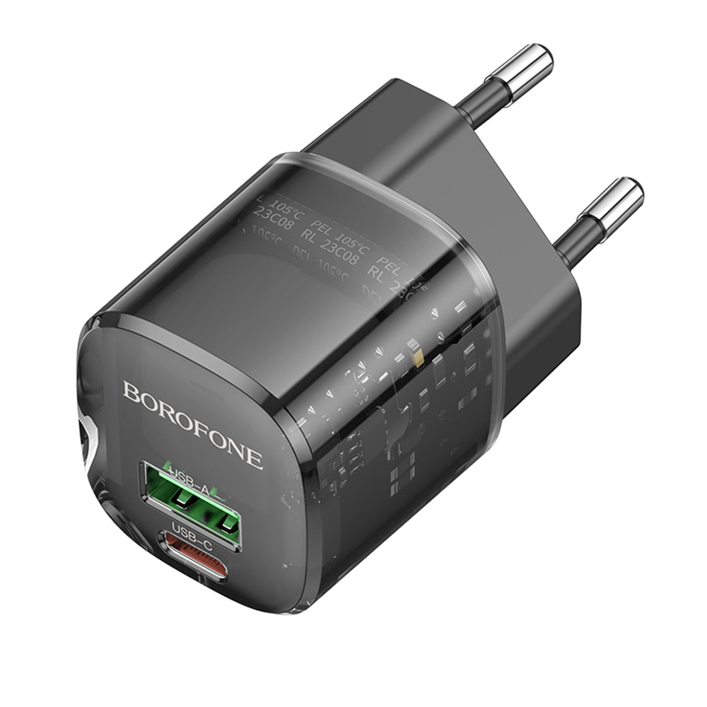 Incarcator Retea Borofone BN17 Sunlight, 20W, 3A, 1 x USB-A - 1 x USB-C, Negru