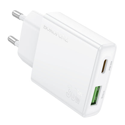 Incarcator Retea Borofone BN25 Wish, 30W, 3A, 1 x USB-A - 1 x USB-C, Alb