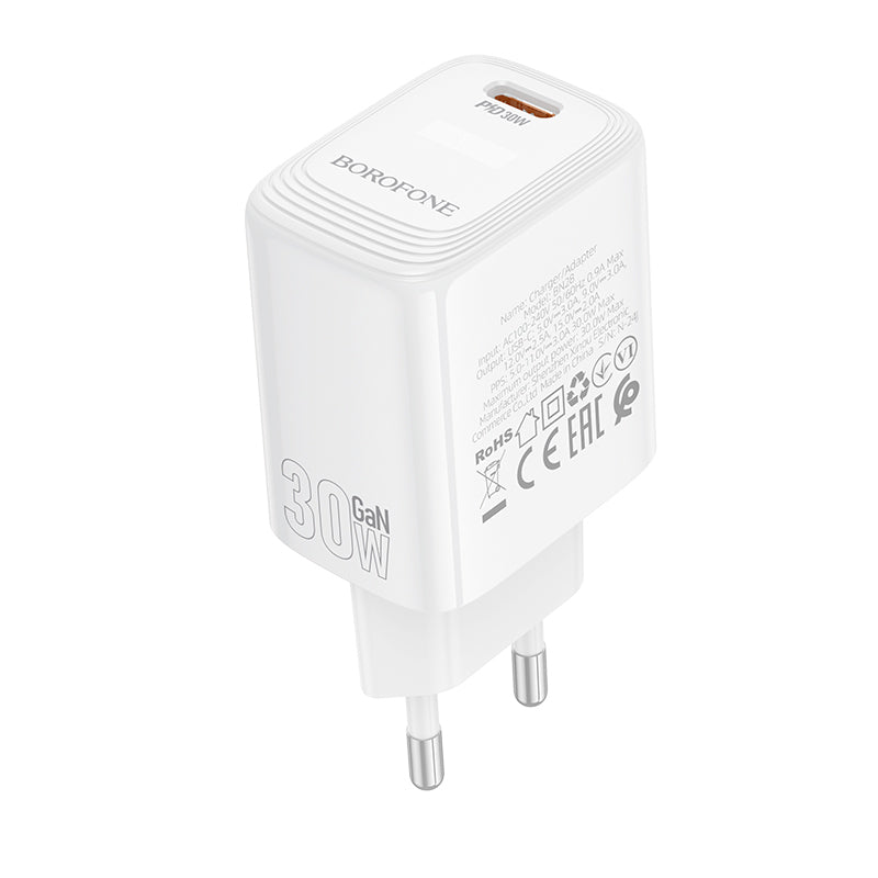 Incarcator Retea Borofone BN28 Fuente, 30W, 3A, 1 x USB-C, Alb