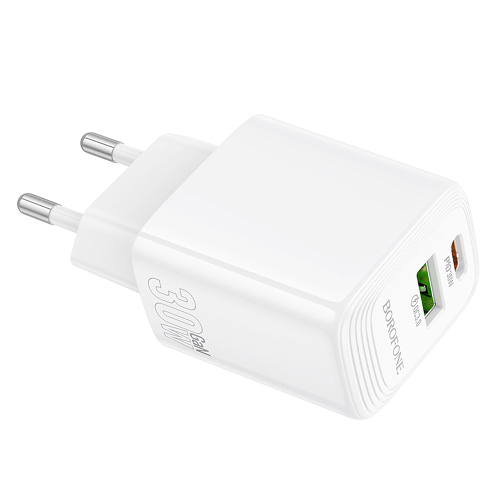 Incarcator Retea Borofone BN29 Fuente, 30W, 3A, 1 x USB-A - 1 x USB-C, Alb