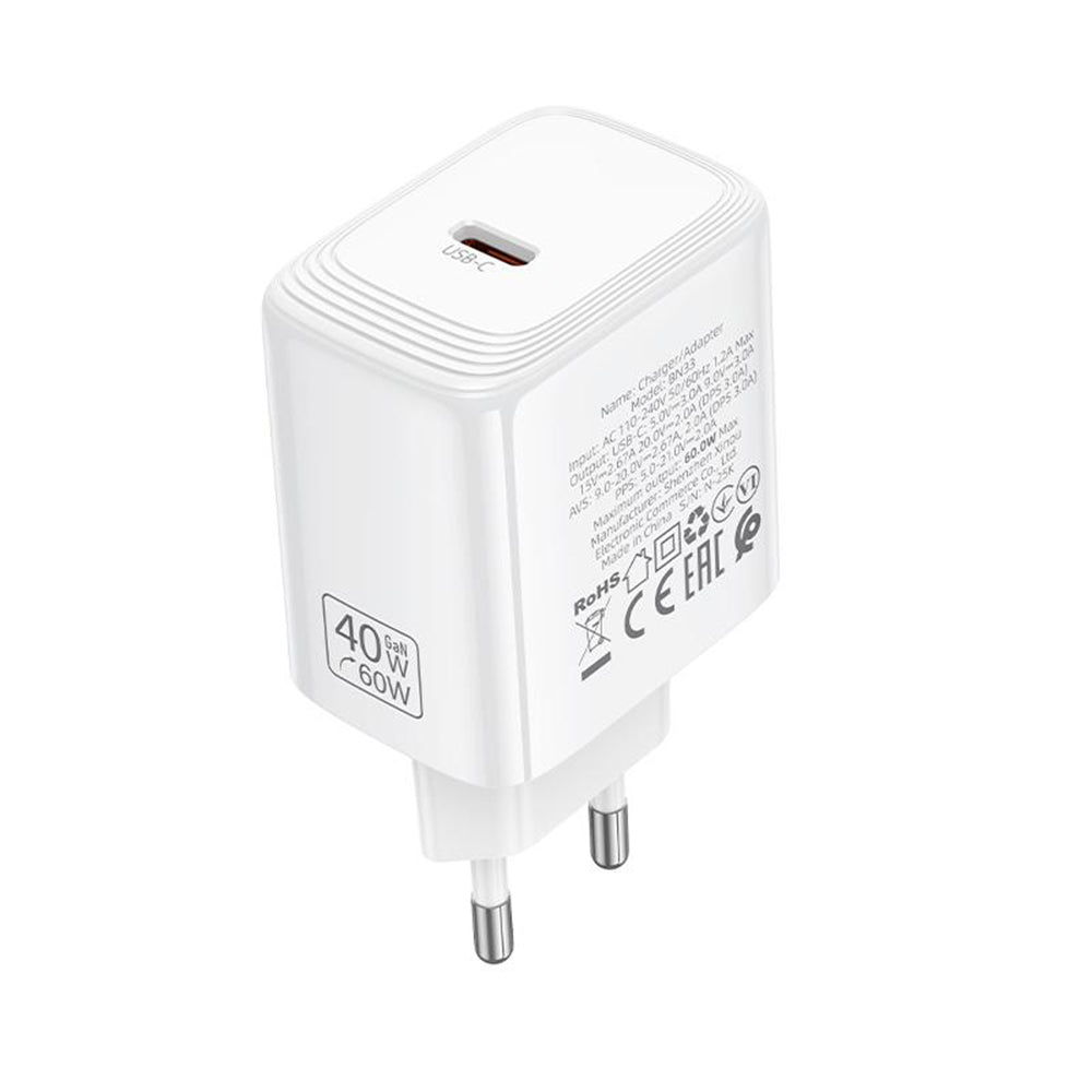 Incarcator Retea Borofone BN33 Fuente, 40W, 1 x USB-C, Alb
