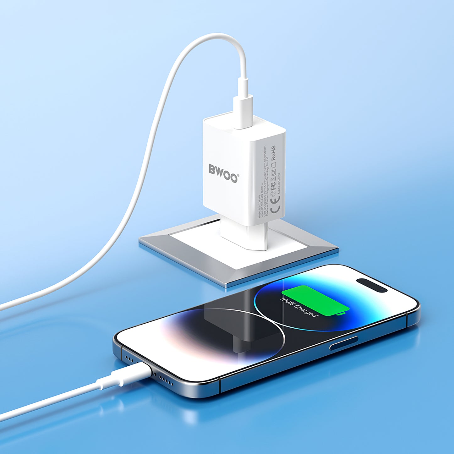 Incarcator Retea BWOO BO-CDA119, 20W, 4A, 1 x USB-C, Alb