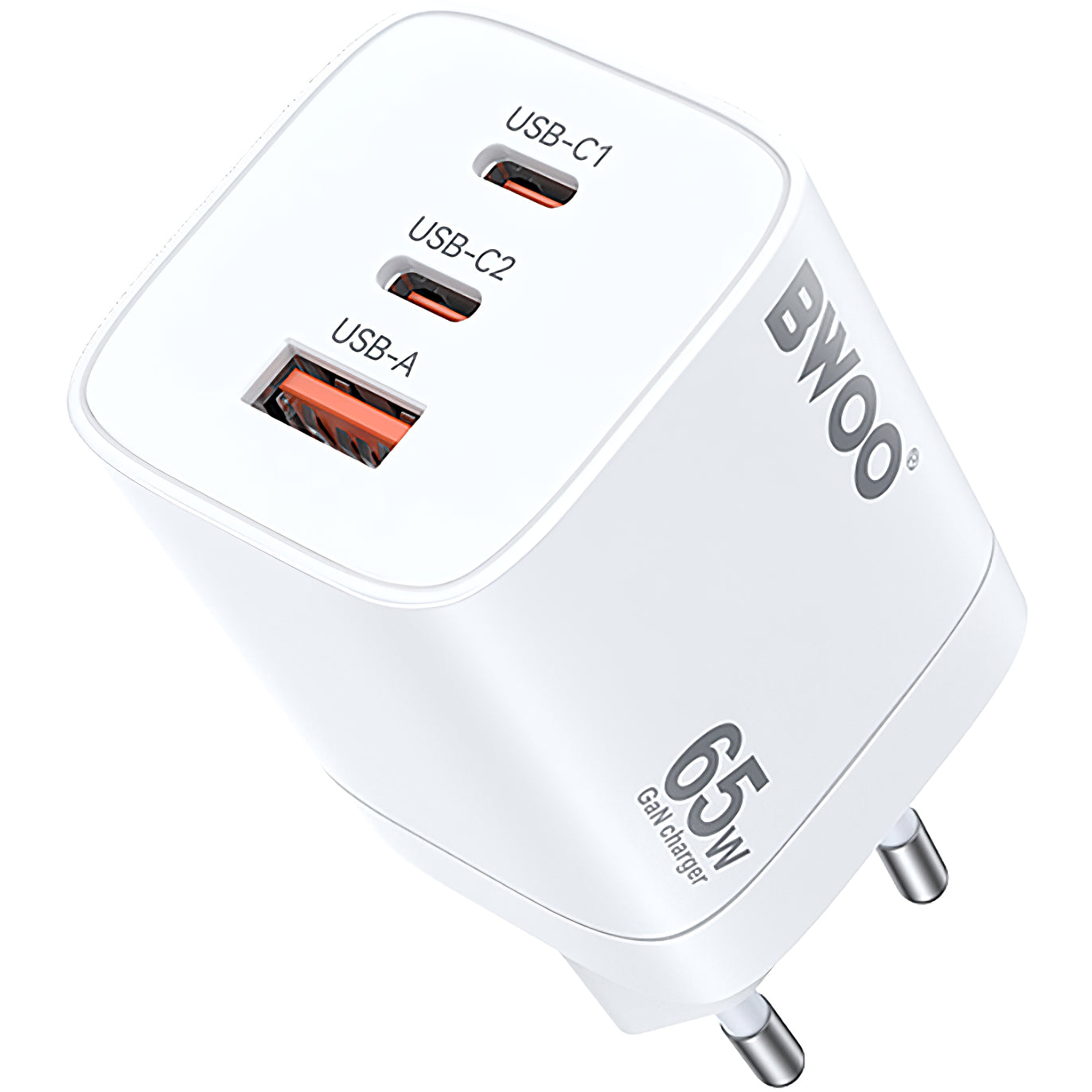 Incarcator Retea BWOO CDA147, 65W, 4.5A, 1 x USB-A - 2 x USB-C, Alb