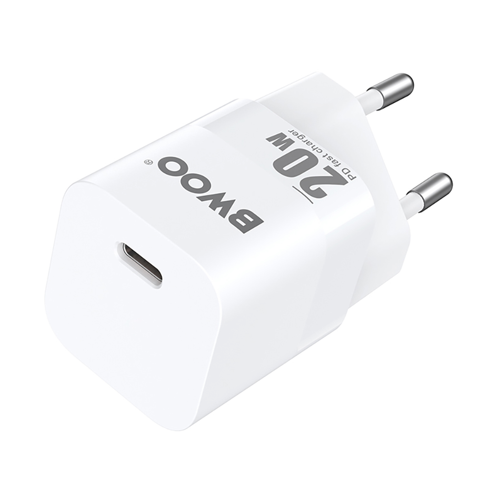 Incarcator Retea BWOO CDA155, 20W, 3A, 1 x USB-C, Alb