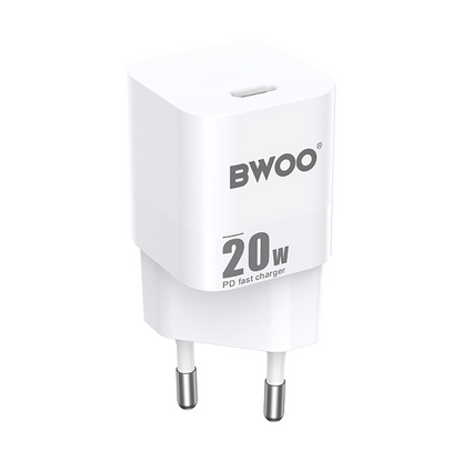 Incarcator Retea BWOO CDA155, 20W, 3A, 1 x USB-C, Alb