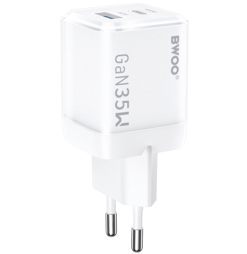 Incarcator Retea BWOO CDA222, 35W, 3A, 1 x USB-A - 1 x USB-C, Alb