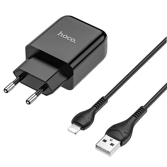 Incarcator Retea cu Cablu Lightning HOCO N2, 10W, 2A, 1 x USB-A, Negru