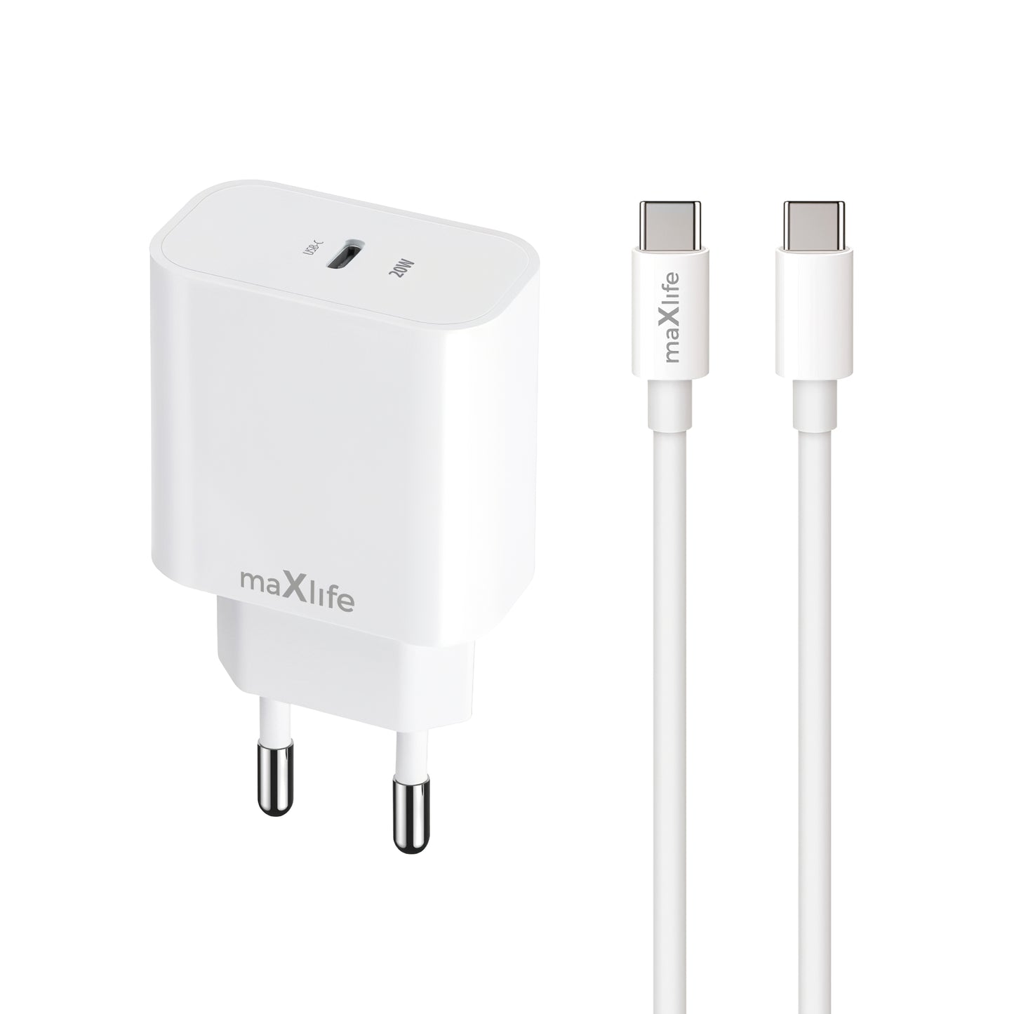 Incarcator Retea Cu Cablu USB-C MaXlife MXTC-06-20C, 20W, 3A, 1 x USB-C, Alb