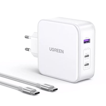 Incarcator Retea Cu Cablu USB-C UGREEN CD289, 140W, 5A, 1 x USB-A - 2 x USB-C, Alb