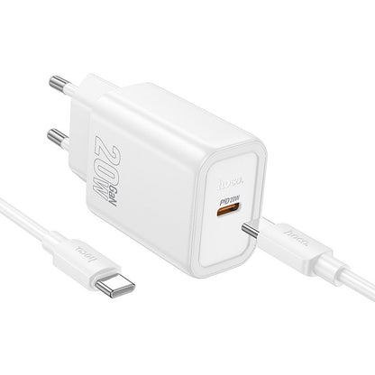 Incarcator Retea Cu Cablu USB-C HOCO N60, 20W, 3A, 1 x USB-C, Alb