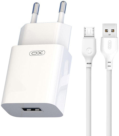 Incarcator Retea Cu Cablu microUSB XO Design L99, 12W, 2.4A, 1 x USB-A, Alb