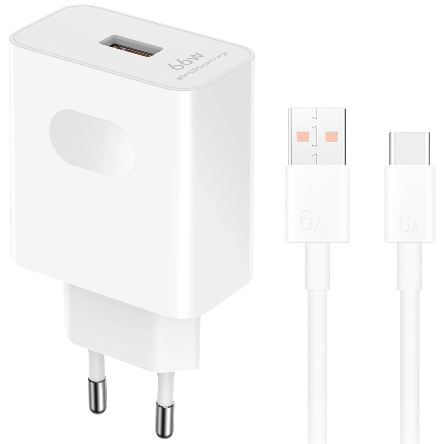 Incarcator Retea Cu Cablu USB-C Honor HN-110600E00, 66W, 6A, 1 x USB-A, Alb 5503AAHX